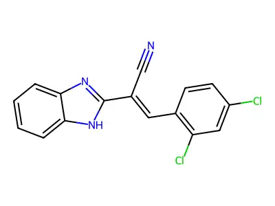 (E)-2-(1H-benzo[d]imidazol-2-yl)-3-(2,4-dichlorophenyl)acrylonitrile structure