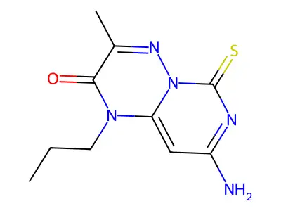 2H-Pyrimido(1,6-b)(1,2,4)triazin-2-one, 1,6-dihydro-8-amino-3-methyl-1-propyl-6-thioxo- structure