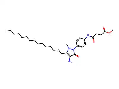Methyl4'-(4-amino-2-methyl-5-oxo-3-pentadecyl-3-pyrazolin-1-YL)-succinanilate structure