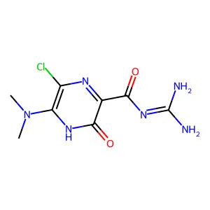 N-Aminoiminomethyl-6-chloro-5-dimethylamino-3,4-dihydro-3-oxopyrazinecarboxamide structure