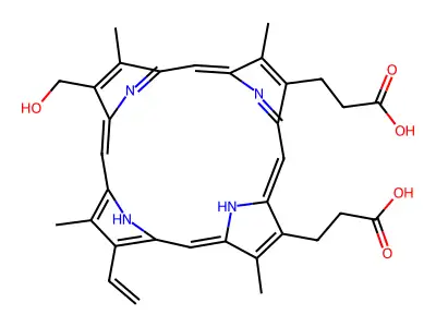 2-Vinyl-4-hydroxymethyldeuteroporphyrin structure