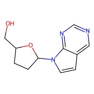 2-Furanmethanol, 5-(7H-pyrrolo(2,3-d)pyrimidin-7-yl)tetrahydro-, (2S, 5R)- structure