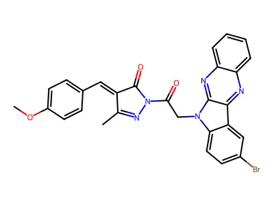 3H-Pyrazol-3-one,2-[2-(9-bromo-6H-indolo[2,3-b]quinoxalin-6-yl)acetyl]-2,4-dihydro-4-[(4-methoxyphenyl)methylene]-5-methyl- structure