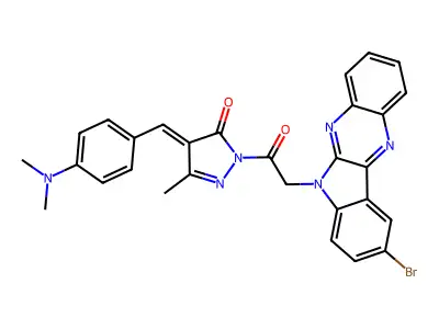 3H-Pyrazol-3-one,2-[2-(9-bromo-6H-indolo[2,3-b]quinoxalin-6-yl)acetyl]-4-[[4-(dimethylamino)phenyl]methylene]-2,4-dihydro-5-methyl- structure