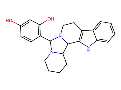 1,3-Benzenediol, 4-(1,3,4,8,9,14,14b,14c-octahydro-2H,6H-pyrido(1'',2'':3',4')imidazo(1',5':1',2)pyrido(3,4-b)indol-6-yl)- structure