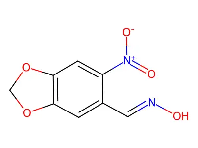 N-[(6-nitro-1,3-benzodioxol-5-yl)methylidene]hydroxylamine structure