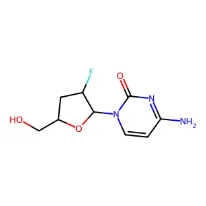 1-(2,3-Dideoxy-2-fluoropentofuranosyl)cytosine structure