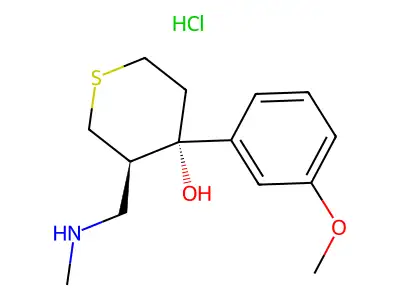 2H-Thiopyran-4-ol, tetrahydro-4-(3-methoxyphenyl)-3-((methylamino)methyl)-, hydrochloride, trans-(+-)- structure