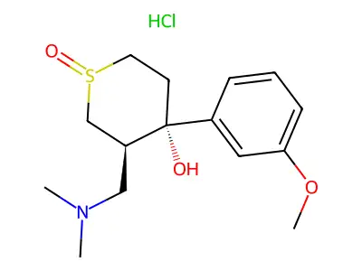 (+-)-4-(3-Methoxyphenyl)-3-(dimethylaminomethyl)thiacyclohexen-4-ol S-oxide hydrochloride structure