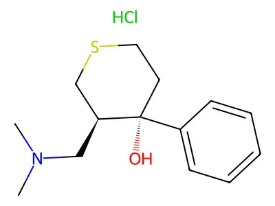 2H-Thipyran-4-ol, tetrahydro-3-((dimethylamino)methyl)-4-phenyl-, hydrochloride, trans-(+-)- structure