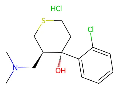 2H-Thiopyran-4-ol, tetrahydro-4-(2-chlorophenyl)-3-((dimethylamino)methyl)-, hydrochloride, trans-(+-)- structure