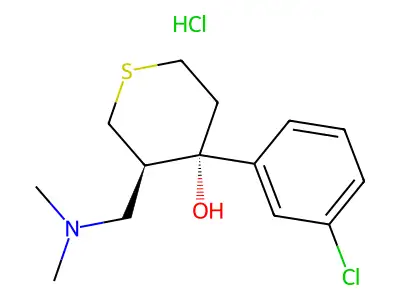 2H-Thiopyran-4-ol, tetrahydro-4-(3-chlorophenyl)-3-((dimethylamino)methyl)-, hydrochloride, trans-(+-)- structure