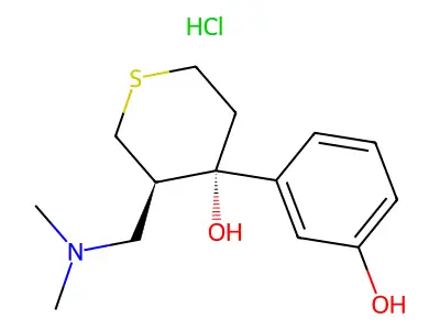 2H-Thiopyran-4-ol, tetrahydro-3-((dimethylamino)methyl)-4-(3-hydroxyphenyl)-, hydrochloride, trans-(+-)- structure