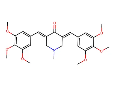 (3E,5E)-1-methyl-3,5-bis[(3,4,5-trimethoxyphenyl)methylidene]piperidin-4-one structure
