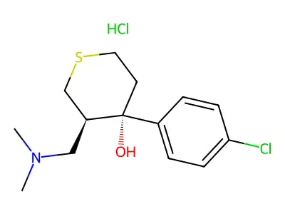 2H-Thiopyran-4-ol, tetrahydro-4-(4-chlorophenyl)-3-((dimethylamino)methyl)-, hydrochloride, trans-(+-)- structure
