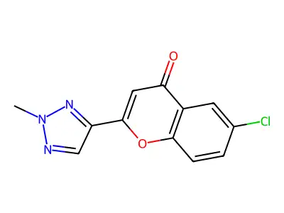 4H-1-Benzopyran-4-one, 6-chloro-2-(2-methyl-1H-1,2,3-triazol-4-yl)- structure