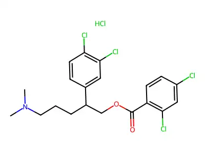 Benzoic acid, 2,4-dichloro-, 2-(3,4-dichlorophenyl)-5-(dimethylamino)pentyl ester, hydrochloride structure