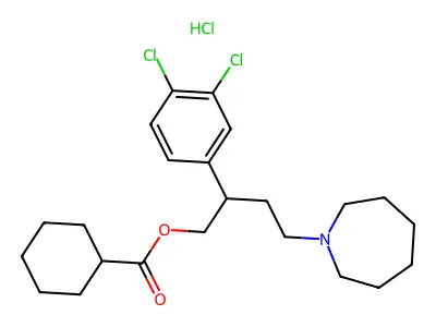 Cyclohexanecarboxylic acid, 2-(3,4-dichlorophenyl)-4-(hexahydro-1H-azepin-1-yl)butyl ester, hydrochloride structure