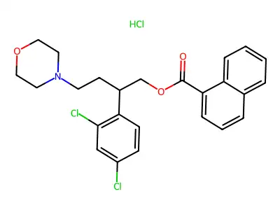 1-Naphthalenecarboxylic acid, 2-(2,4-dichlorophenyl)-4-(4-morpholinyl)butyl ester, hydrochloride structure