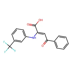 (Z)-4-oxo-4-phenyl-2-[3-(trifluoromethyl)anilino]but-2-enoic acid structure