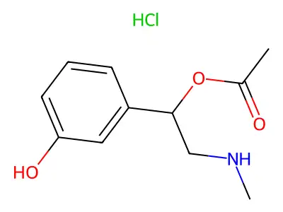 1-(3-Hydroxyphenyl)-2-(methylamino)ethyl acetate--hydrogen chloride (1/1) structure
