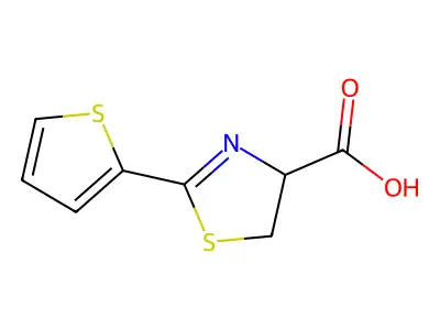 2-(Thiophen-2-yl)-4,5-dihydro-1,3-thiazole-4-carboxylic acid structure