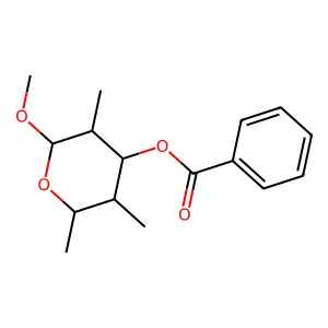 Methyl 2,4,6-trideoxy-3-O-benzoyl-2,4-di-C-methyltalohexopyranoside structure