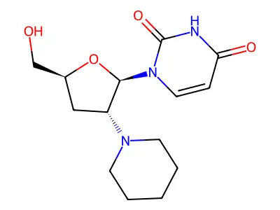 Uridine, 2',3'-dideoxy-2'-(1-piperidinyl)- structure