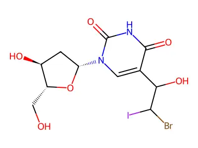 5-(2-Bromo-1-hydroxy-2-iodoethyl)-2'-deoxyuridine structure