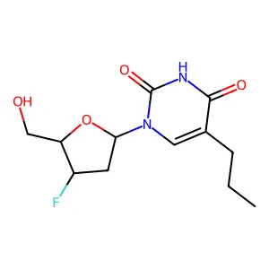 Uridine, 2',3'-dideoxy-3'-fluoro-5-propyl- structure
