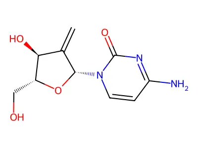 1-(2-Deoxy-2-methylidenepentofuranosyl)-4-imino-1,4-dihydropyrimidin-2-ol structure