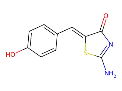 2-Amino-5-[(4-hydroxyphenyl)methylidene]-1,3-thiazol-4-one structure