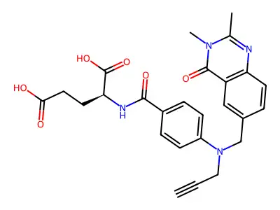 2-desamino-2,3-dimethyl-N(10)-propargyl-5,8-dideazafolic acid structure