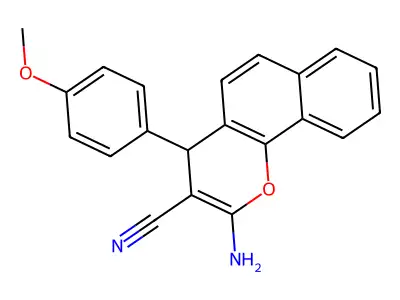 2-amino-4-(4-methoxyphenyl)-4H-benzo(h)chromene-3-carbonitrile structure