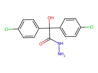Benzeneacetic acid, 4-chloro-alpha-(4-chlorophenyl)-alpha-hydroxy-, hydrazide structure