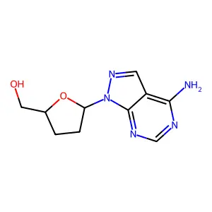 8-Aza-7-deaza-2',3'-dideoxy-9-beta-D-ribofuranosylpurine structure
