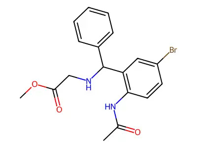 Methyl 2-[[(2-acetamido-5-bromophenyl)-phenylmethyl]amino]acetate structure