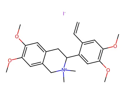 Isoquinolinium, 1,2,3,4-tetrahydro-6,7-dimethoxy-2,2-dimethyl-3-(2-ethenyl-4,5-dimethoxyphenyl)-, iodide, (+-)- structure