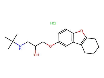 1-((1,1-Dimethylethyl)amino)-3-((6,7,8,9-tetrahydro-2-dibenzofuranyl)0XY)-2-propanol HCl structure