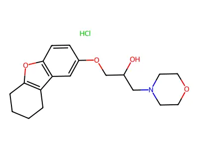 alpha-(((6,7,8,9-Tetrahydro-2-dibenzofuranyl)oxy)methyl)-4-morpholineethanol hydrochloride structure