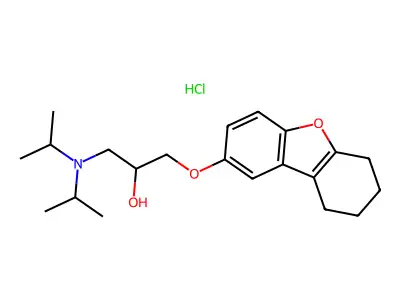 1-(Bis(1-methylethyl)amino)-3-((6,7,8,9-tetrahydro-2-dibenzofuranyl)oxy)-2-propanol HCl structure