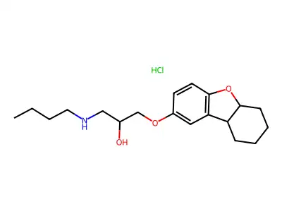 1-(Butylamino)-3-((5a,6,7,8,9,9a-hexahydro-2-dibenzofuranyl)oxy)-2-propanol hydrochloride structure