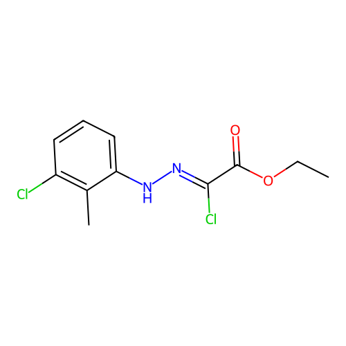 Ethyl 2-chloro-2-[(3-chloro-2-methyl-phenyl)hydrazono]acetate structure
