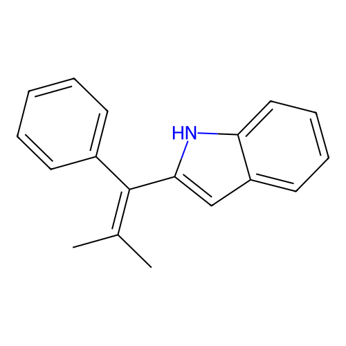 2-(2-methyl-1-phenyl-1-propenyl)-1H-indole structure