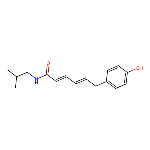 2,4-Hexadienamide, 6-(4-hydroxyphenyl)-N-(2-methylpropyl)-, (E,E)- structure
