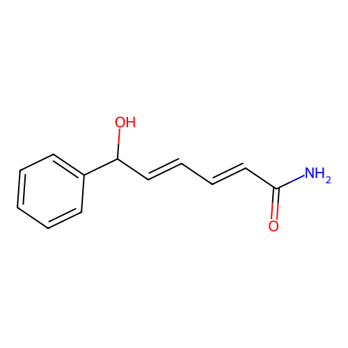 2,4-Hexadienamide, 6-hydroxy-6-phenyl-, (E,E)- structure