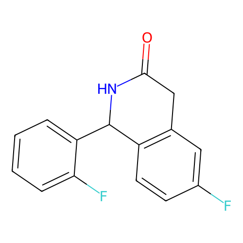 6-fluoro-1-(2-fluorophenyl)-2,4-dihydro-1H-isoquinolin-3-one structure