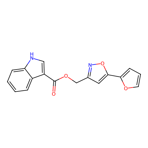 [5-(furan-2-yl)-1,2-oxazol-3-yl]methyl 1H-indole-3-carboxylate structure