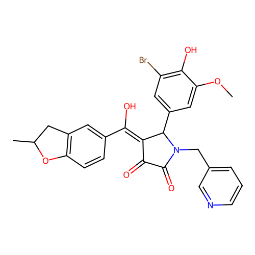 5-(3-bromo-4-hydroxy-5-methoxyphenyl)-3-hydroxy-4-(2-methyl-2,3-dihydrobenzofuran-5-carbonyl)-1-(pyridin-3-ylmethyl)-1H-pyrrol-2(5H)-one structure