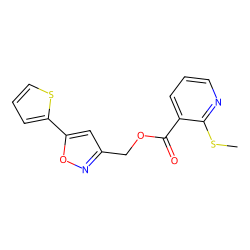 (5-(Thiophen-2-yl)isoxazol-3-yl)methyl 2-(methylthio)nicotinate structure